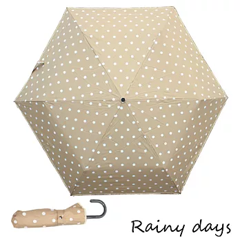 【Rainy days】蕾絲邊圓點系抗風防潑防曬輕量手開傘(卡其)