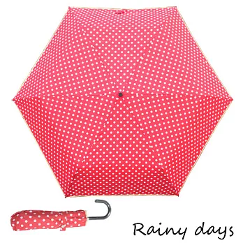 【Rainy days】蕾絲邊圓點系抗風防潑防曬輕量手開傘(桃紅)