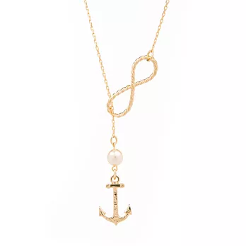 Kiel James Patrick 美國手工航海船錨 無限珍珠單圈項鍊Infinity Anchor金色