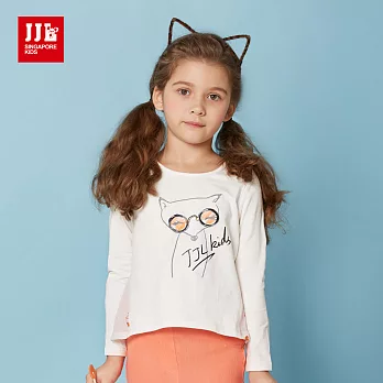 【JJLKIDS】時尚潮童俏皮小狐狸上衣(乳白)105乳白