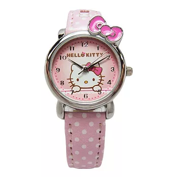 Hello Kitty 可愛俏皮蝴蝶結第二波時尚造型腕錶-粉紅色-KT012LWPP-1
