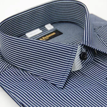 【金安德森】深藍白條紋窄版長袖襯衫15.5深藍色