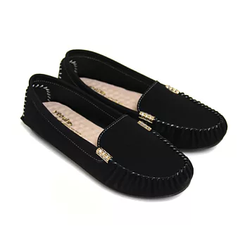【Pretty】沉穩金屬裝飾休閒莫卡辛平底鞋23.5黑色
