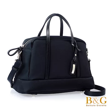 【B&G】義大利牛皮莎拉梯形二用包(絲光黑)