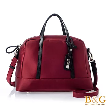 【B&G】義大利牛皮莎拉梯形二用包(神秘棗紅)
