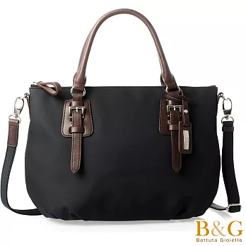 【B&G】義大利牛皮輕極簡馬鞍風二用包(絲光黑)