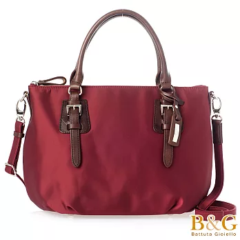 【B&G】義大利牛皮輕極簡馬鞍風二用包(神秘棗紅)