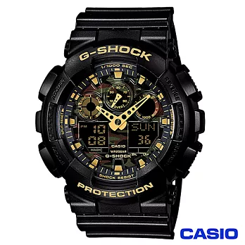 CASIO卡西歐 G-SHOCK超人氣指針迷彩紋路數位雙顯錶 GA-100CF-1A9