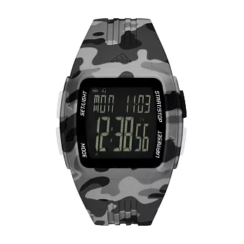 adidas 方型大面板電子腕錶-迷彩灰