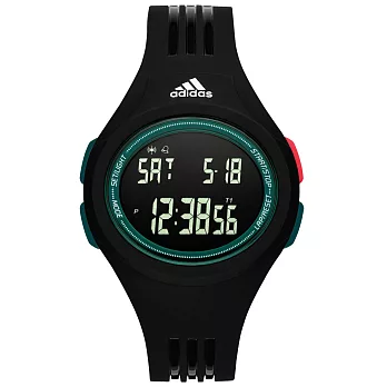 adidas 潮流曲線數位電子腕錶-綠框黑