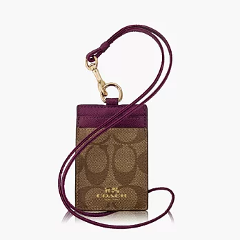 【COACH 多功能夾】PVC / 證件夾 / 識別證套_卡其紫