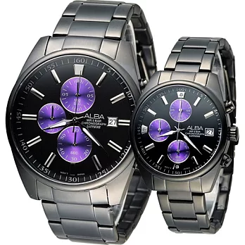 雅柏 ALBA 法式優雅 時尚對錶 VD57-X059SD VD57-X060SD 黑x紫
