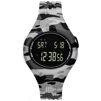 adidas 潮流曲線數位電子腕錶-灰x迷彩灰