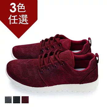FUFA MIT透氣紋路網布運動休閒鞋 (S114)-共3色23酒紅色
