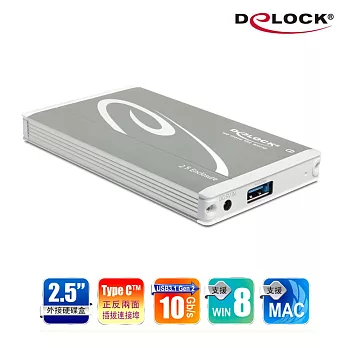 Delock 2.5吋 SATA SSD硬碟外接盒(9.5mm)Type CTM連接埠-42554