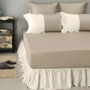 LITA麗塔 波隆那-米色303織精梳棉床包枕套三件式-雙人