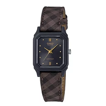 CASIO 碎花菱格紋指針式時尚小巧腕錶-黑-LQ-142LB-1A