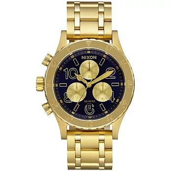 NIXON 38-20 CHRONO 潮流重擊運動腕錶-藍X金