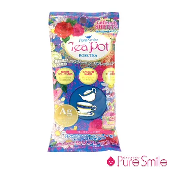 PURE SMILE 玫瑰茶香爽身粉濕巾(一盒10入)