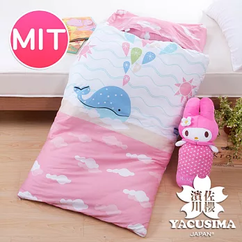 【日本濱川佐櫻-藍鯨海洋】純棉冬夏兩用兒童睡袋