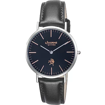 【LICORNE】恩萃 Entrée 經典極簡超薄真皮女錶 (黑 LT056LWBB-R)