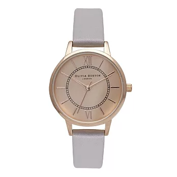 (預購)3/1~3/14 Olivia Burton 英倫復古精品手錶 夢幻樂園 粉紫真皮錶帶 玫瑰金錶框 30mm