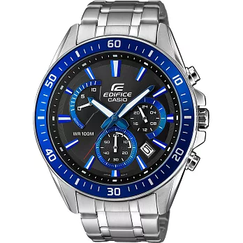 CASIO EDIFICE 創見未來計時賽車腕錶-藍x銀
