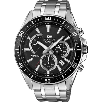 CASIO EDIFICE 創見未來計時賽車腕錶-黑x銀