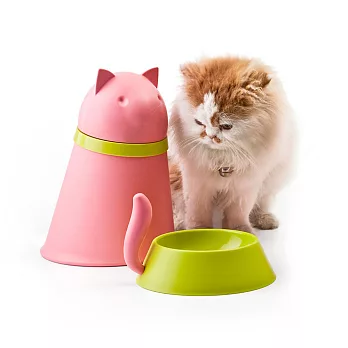 QUALY 凱喵-附碗飼料桶(粉紅)