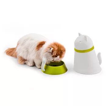 QUALY 凱喵-附碗飼料桶(白色)