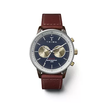 【TRIWA】 NEVIL系列 Duke真皮腕錶 (藍/金//咖啡 NEAC118-SC010313) / 北歐設計瑞典品牌