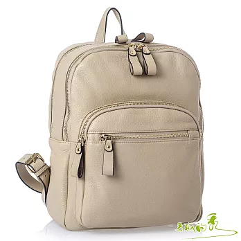 【手感的秀】韓小牛皮圓舞曲多隔層後背包(人氣淺卡其)
