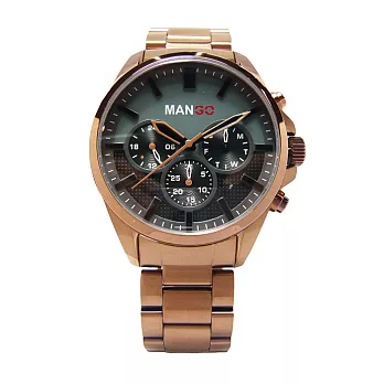 MANGO 霸道總裁時尚三眼優質腕錶-咖啡-MG950010-85