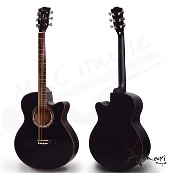 Amari 40吋 雲杉木面板 缺角民謠吉他-黑色(408C-BK)加贈超值五寶