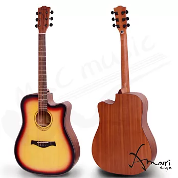 Amari 41吋 雲杉木面板 缺角民謠吉他-漸層(418C-SB)加贈超值五寶