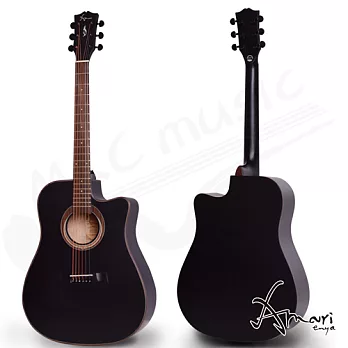 Amari 41吋 雲杉木面板 缺角民謠吉他-黑色(418C-BK)加贈超值五寶