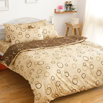 【eyah宜雅】100%精梳純棉雙人加大床包枕套三件組-咖啡泡泡