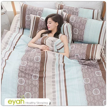 【eyah宜雅】100%精梳純棉雙人加大床包枕套三件組-經典格調-綠