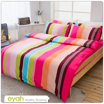 【eyah宜雅】100%精梳純棉雙人加大床包枕套三件組-彩虹天堂
