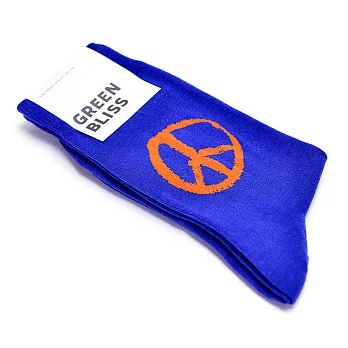 Green Bliss 有機棉襪 - [聯名系列] Peace Blue 和平 (藍) 中長襪