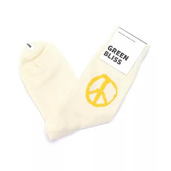 Green Bliss 有機棉襪 - [聯名系列] Peace Ivory 和平 (米) 中長襪