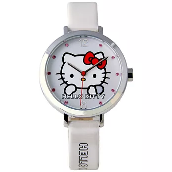 Hello Kitty 夢幻憧憬造型腕錶-銀X白