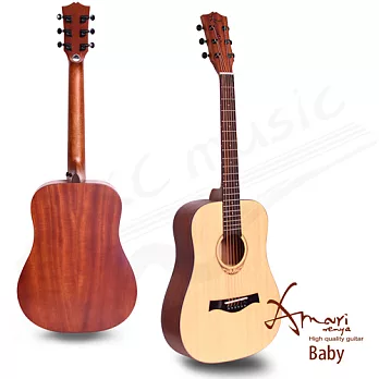 Amari 36吋 雲杉木面板 旅行吉他(Baby)送超值五寶