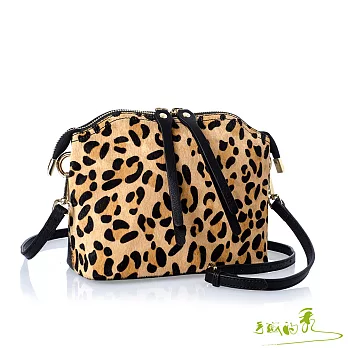 【手感的秀】韓國馬毛皮斑紋斜背包(4色)金黃豹紋