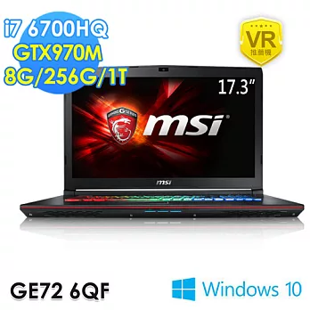 【msi微星】GE72 6QF-078TW 17.3吋 i7-6700HQ GTX970M(16G特仕版)