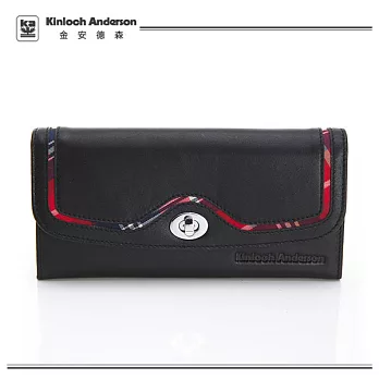 《Kinloch Anderson》金‧安德森 - 輕柔美感 單面扣基本款長夾- 知性黑