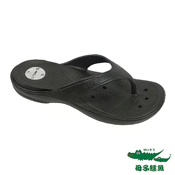 母子鱷魚(女) EVA超輕量透氣排水舒壓厚底人字拖 - 黑36黑