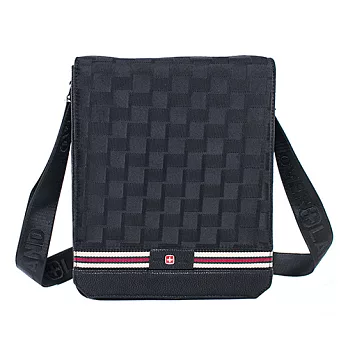 OVERLAND 美式格紋線條設計直式側背包-3058小