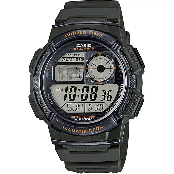 CASIO 曠世鷹眼時尚運動腕錶-綠
