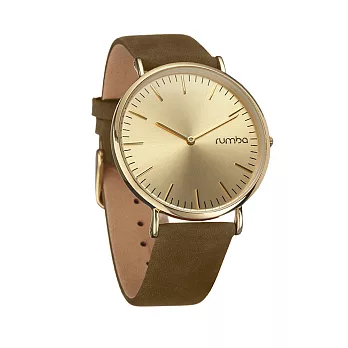 (預購)4/4~4/17 Rumba Time 紐約SOHO絨面麂皮系列 金色錶框/41mm橄欖綠